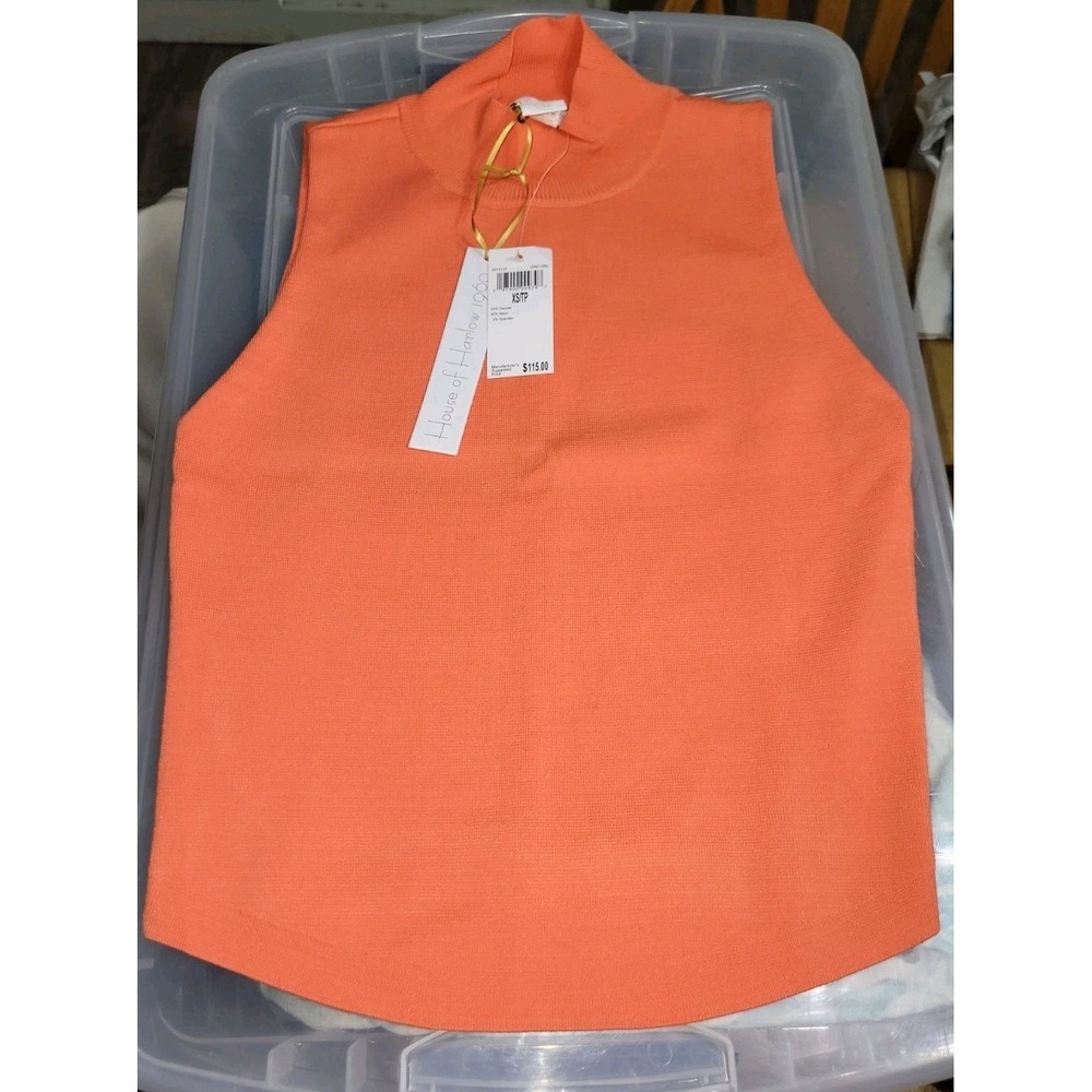 House of Harlow 1960 Orange/Coral Mock Neck Turtleneck Tank Crop Top Size XS NWT